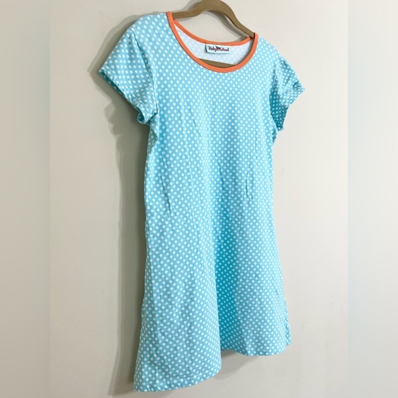 HALEY & THE HOUND Short Sleeve Shirt Dress Turquoise Dot Resortwear Small Comfy‎ - Picture 6 of 9